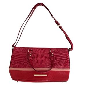Brahmin Croc Embossed Leather Satchel Bag